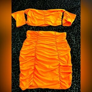 Orange crop top and skirt size L